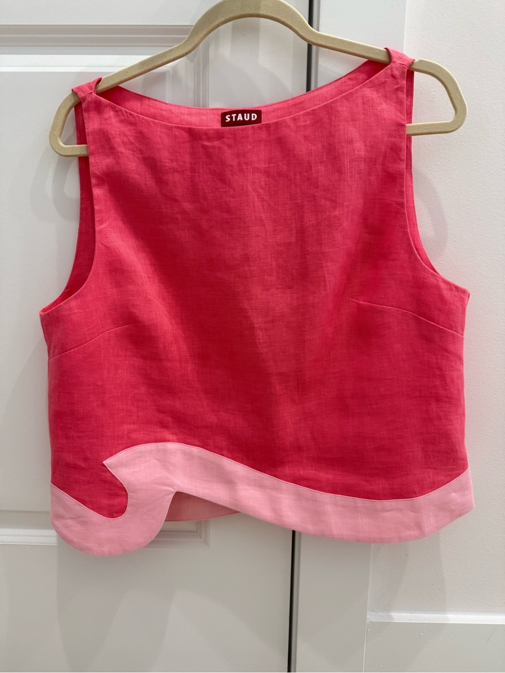 STAUD Pink Wave-Trim Top